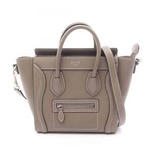 Celine Luggage Nano Shopper Handbag, Leather, Women's, Beige